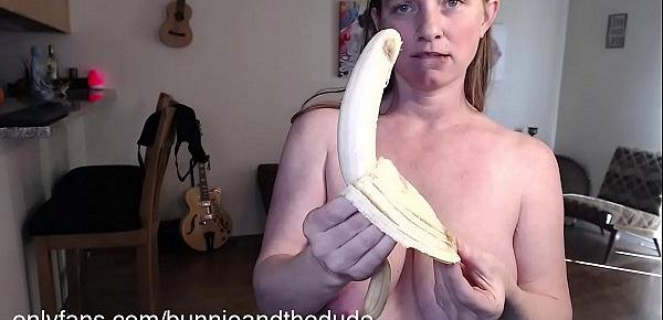  Hot Blonde Milf Deepthroats Banana Topped with Breastmilk for Breakfast - BunnieAndTheDude